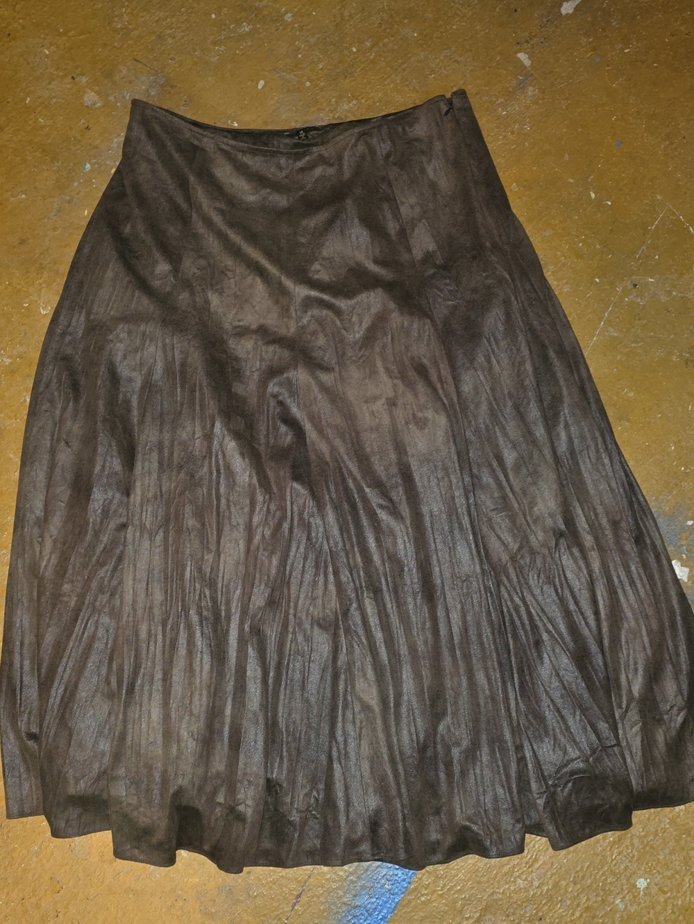 Reba Dark Brown Pleated A-Line Skirt